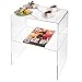 MyGift 24 Inch Acrylic Nightstand with 2 Tier Display Shelf, Clear Acrylic Side Table for Living Room Bedside Bedroom, Decorative Clear Home End Table