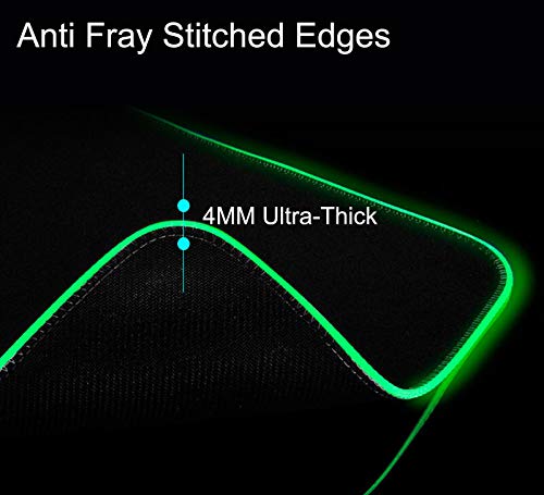 AILRINNI Gaming Mouse Mat - 800 x 300 x 4 mm RGB Large Mouse Pad with 14 Lighting Modes, Non-Slip Rubber Base Mouse Pad with Hand Wrist Rest for Laptop, Gamers, PC, Desk