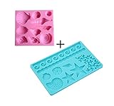 Kakasogo 2Pcs Large & Small Cute Seashell Ocean Shell Sea Life Silicone Mold for Fondant Chocolate Sugar Craft DIY Cake Candy Decorating Romantic Baking Mould