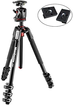 ManfrottoMK190XPRO4-BHQ2 Aluminum Tripod with XPRO Ball Head and 200PL QR Plate Bundled with Two ZAYKiR Quick Release Plates