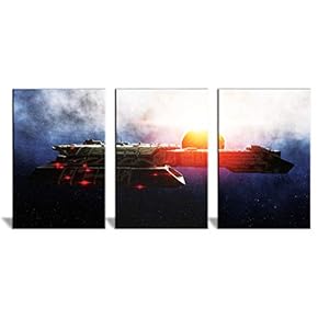 Canvas Wall Art Deep Space Universe Painting Artwork for Home Prints Framed - 16"x24" x 3 Panels