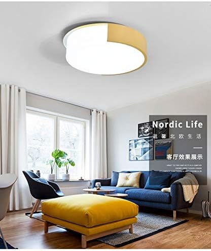 Modern Acrylic Macarons Ceiling Light LED Tri-Color Light Round Living Room Bedroom Ceiling Light, Yellow, 35CM