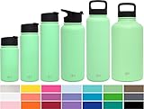 Simple Modern 14oz Summit Water Bottle + Extra Lid - Vacuum Insulated Stainless Steel Wide Mouth Hydro Travel Mug - Kids Double-Walled Small Flask - Mint Green