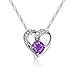 B.ANGEL Ideal Gifts for Women Sterling Silver and Natural Amethyst Gemstone Heart Style Necklace Pendant,18