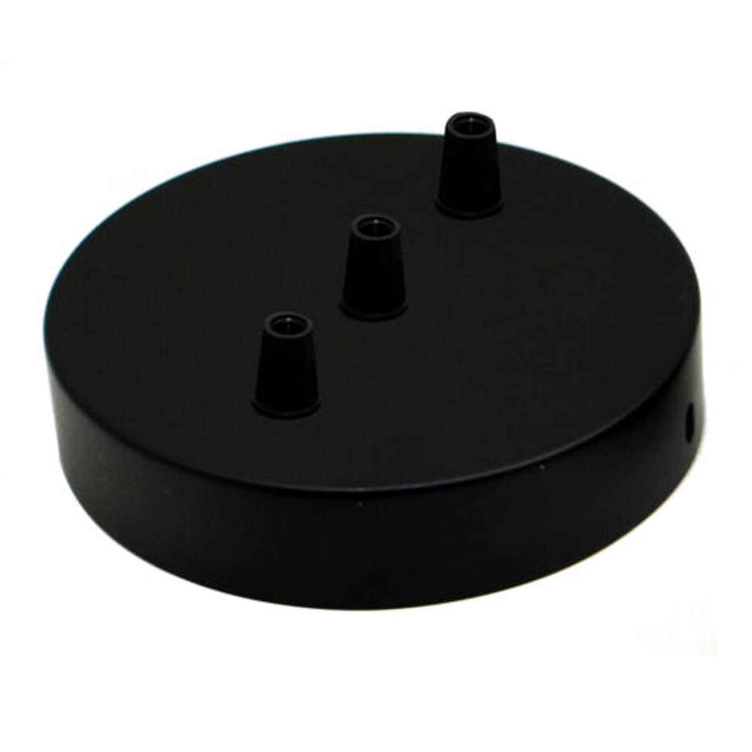 3 Way Ceiling Rose 120mm Round Metal Pendant Light Canopy Plate Black Ceiling Fitting For Triple Pendant Lights Modern Loft Cluster Lighting Fixture For Hanging Lamp Shades UK Mains Lighting Accessory