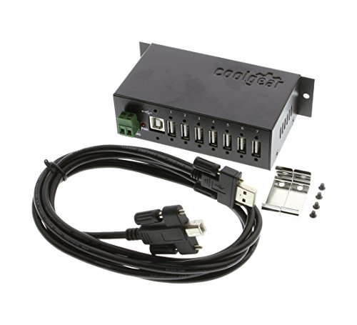 Coolgear Surge Protected Metal 7-Port USB 2.0 Hub w/ DIN RAIL Mounting Kit Japan NEC Chip