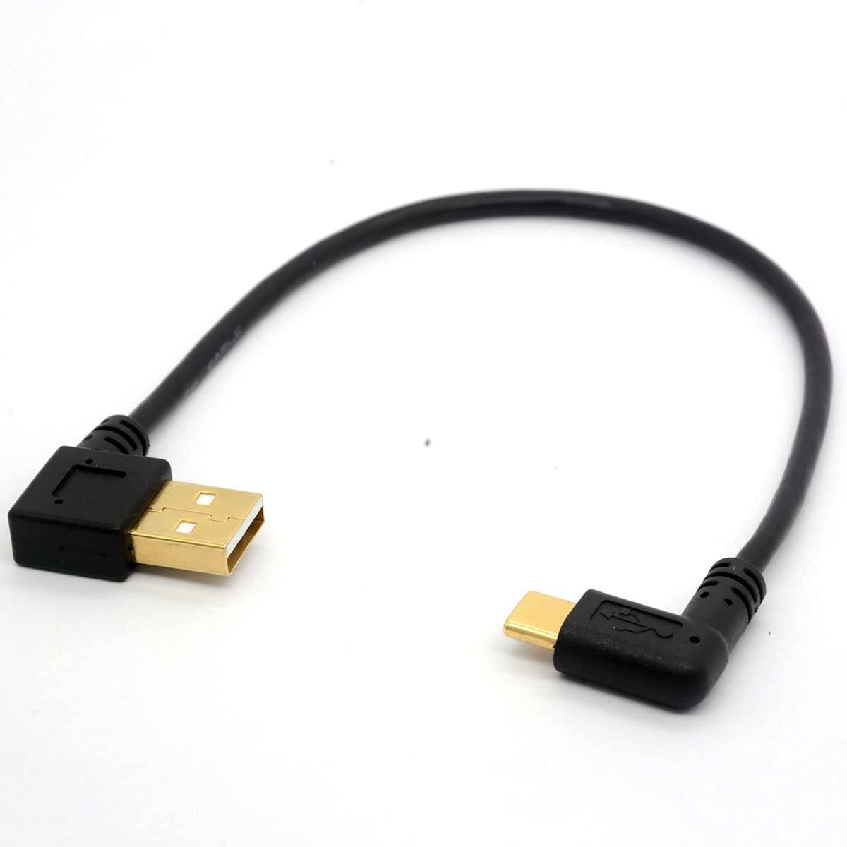 HUHANGGod Gold Plated Angled USB C Cable Extension 90 Degree Type C to USB 2.0 Right Angle Male Converter Data Sync USB-C Adapter cord (USB 2.0 Right) โ image 1