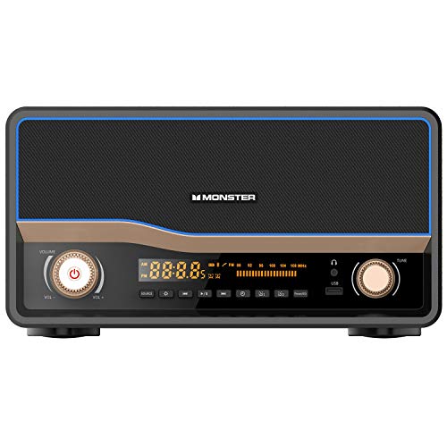 monster decora wood bluetooth speaker and clock radio