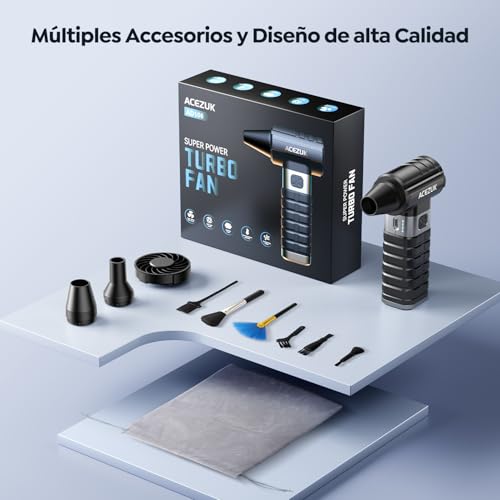 300000RPM Soplador de Polvo Eléctrico,4 Velocidades Recargable Aire Comprimido Limpieza PC con 10500mAh, Soplador Aire Comprimido para Laptop, Teclado, Coche