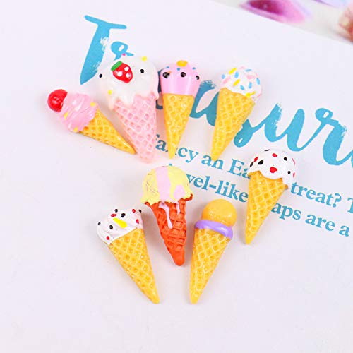 Monrocco 50Pcs Ice Cream Slime Charms, Dessert Resin Flatback Slime Bead Ice Cream Cone Cabochons for Craft Making