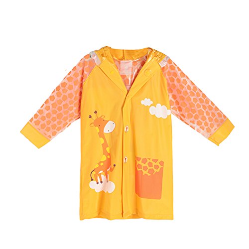 TopTie Kids Portable Rain coat Students' Lovely Animal Long Poncho Rainwear GIRAFFE-XL