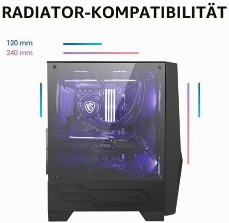 MAG Forge 100M Mid-Tower ATX Gehäuse (2X USB 3.1 Anschluss, 2X 120mm A-RGB Fan und 1x 120mm Fan im Lieferumfang, schwarz, RGB)