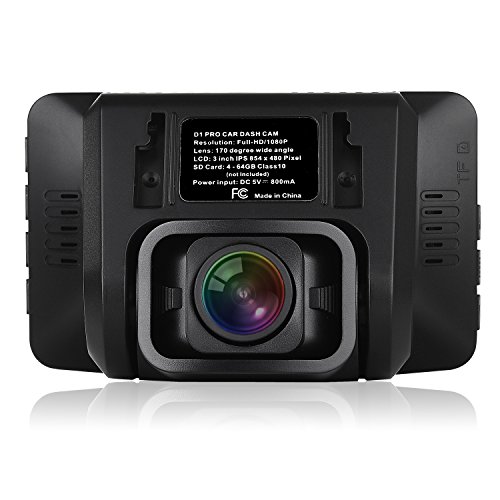 Car Dash Cam Driving Recorder - Raynic Camcorder Dashboard Camera with Rotatable Lens, 3" IPS LCD Screen, Full HD 1080P Video, 170Â° Wide Angle Lens, Loop Recording, G-Sensor and WDR for Car, Truck