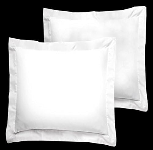 US Hotel Quality Decorative-Rooms Quilted 2-Piece 700Thread Count Egyptian Cotton Euro Square 26'' x 26''-Inch Pillow Shams, White Solid Amazon basics