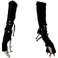 Goth Arm Warmers Fingerless Gloves for Women Gothic Steampunk Accessories Black Arm Sleeves