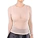 May&Maya Women's Long Sleeve Sheer Mesh Top (S, Beige)