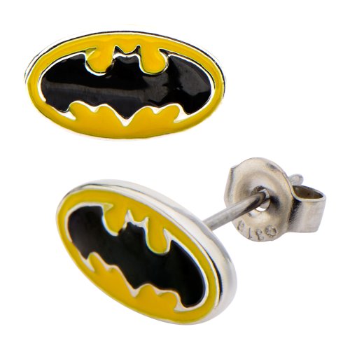 Dc comics womens batman logo stud earrings (black &…