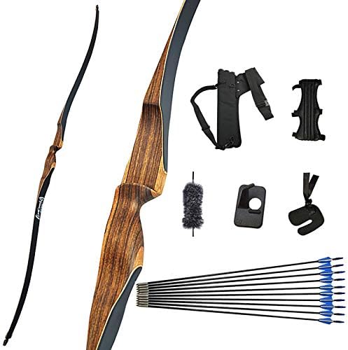 Sharrow10 30lbs 52インチ 初心者なロングボウ 日本 リカーブボウ 狩猟弓 弓道練習専用弓 アーチェリーアウトドア 矢筒 弓道具 右利きリカーブボウ