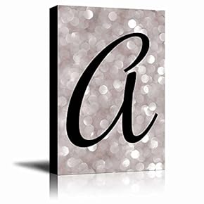 The Letter A in Brush Stroke Cursive on a Champagne Colored Bokeh Background - Modern Romantic Elegant Art - Canvas Art Home Art - 12x18 inches
