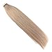 Moresoo 18 Inch Remy Human Hair Extensions Tape in Hair Ash Blonde Color #18 Seamless Skin Weft Invisible Adhesive Hair Extensions 40pcs/100g