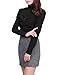 Allegra K Women Single Breasted Long Sleeves Ruched Front Shirt XS Black