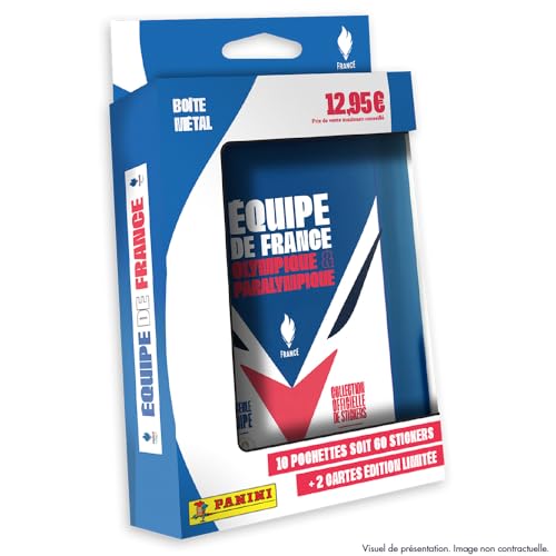 Panini 004885TINPF France Olympic & Paralympic Team Metal Pocket Box Containing 10 Pockets + 2 Cards Limited Edition
