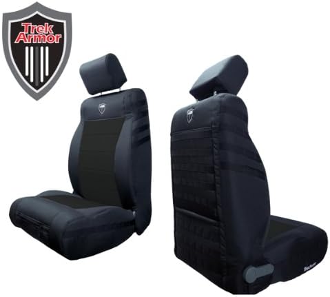 Trek Armor TAJKSC1112FPBB SUPREME 2011-12 Jeep JK Seat Covers Front (Pair) Outer Color Black Insert Color Black - front and rear zippered
