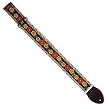 Souldier Custom GS0274BK04DB Handmade Marigold Guitar Strap, Black/Brown/Orange