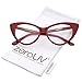 zeroUV Retro High Sitting Temples Clear Lens Exaggerated Cat Eye Glasses 55mm (Red/Clear)