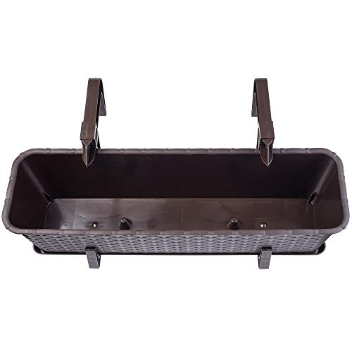 KADAX Balkontopf mit Untersatz, Pflanzkasten, Balkonkasten mit Wasser Öffnungen, Blumenkasten für Rosen, Oleander… – Bild 4