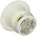 Leviton 30 Amp, 250 Volt, NEMA L6-30P 2P, 3W, Flanged Inlet Locking Receptacle, Industrial Grade, Grounding, 2625F, White