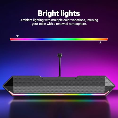 AOC ACS4650 Bocinas para PC, Micrófono Ajustable, Barra de Sonido con Cable USB, Altavoces estéreo con Luces LED, Compatible con Ordenadores, teléfonos móviles, Reproductores MP3 y PSP