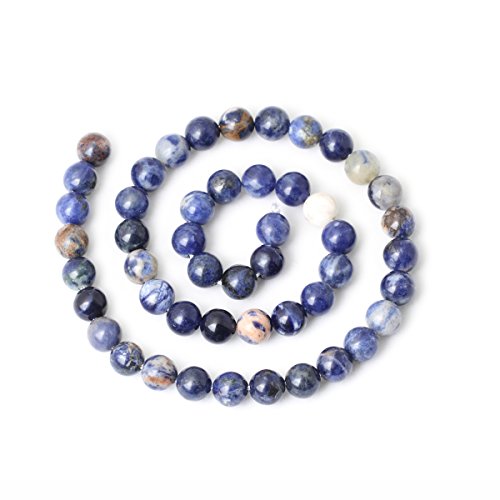 Qiwan 45PCS 8mm Natural Orange Blue Sodalite Gemstone Loose Round Beads Crystal Energy Stone Healing Power for Jewelry Making 1 Strand 15"