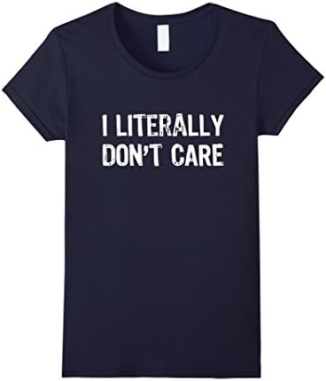 Womens I Literally Don't Care T-Shirt Medium Navy