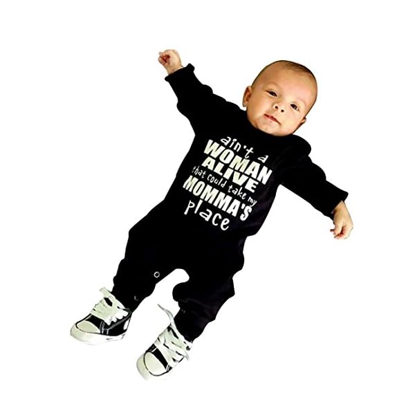Kollmert Unisex Baby Letter Print Romper Solid Long Sleeve Jumpsuit Outfits Clothes
