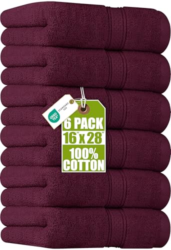 Utopia Towels - Premium Hand Towels - 100% Combed Ring Spun Cotton, Ultra Soft and Highly Absorbent, Extra Large Thick Hand towels 41 x 71 cm, Hotel & Spa Quality Hand Towels (6-Pack) (Burgundy)