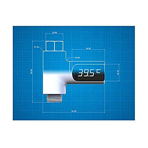 LED Shower Water Thermometer,LED Digital Shower Temperature Display(0℃-85℃) Water Thermometer Monitor Self-Powered by Water flow generator,1/2 Nut is suitable for most of shower head (1) - Thumbnail 6