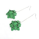 VK Accessories 1 Pair Dangle Earrings Green Large Bow Earrings for Womens, Girls Christmas Theme Gift Earring Hook Style Thanksgiving Day Earring Pendant(Green)