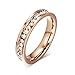4mm 18k Rose Gold Plated Stainless Steel Women's Cubic Zircon Wedding Ring Bands
