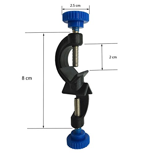 OESS 2 Finger Adjustment Lab Clamp Retort Prong Jaw Style Rubber-Wrapped Head with A Black Laboratory Stand Clip