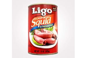 (Pack of 6 Cans) Ligo California Squid in Natural Ink 15 oz.