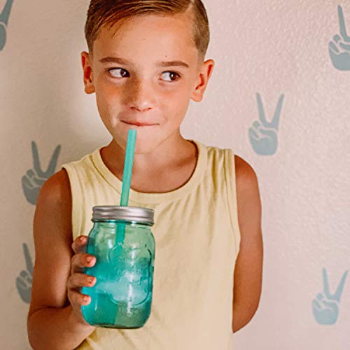 gosili siliskin Silikon-Trinkhalme, wiederverwendbar, Silikon, BPA-frei, 6 Stück, Standard-Größe, Flexible Trinkhalme für Kinder/Kleinkinder und Erwachsene – Blaugrün/Orange – Bild 8