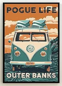 Pogue Life - Outer Banks Hippie - Tin Sign, Retro Vintage Metal Sign Poster, Pub Bar Kitchen Garden Bathroom, Home, Plaque, Decorative Wall Art, 2 Sizes (A4)