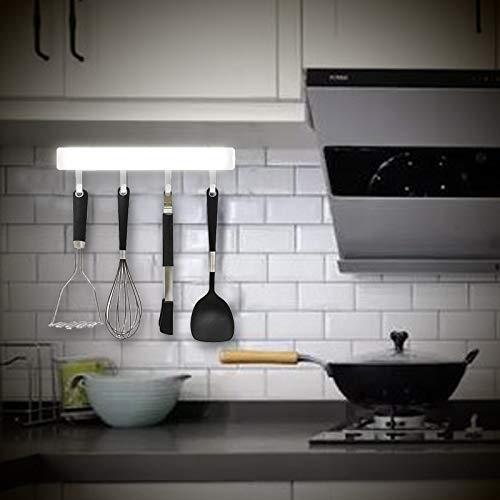 BXROIU LED Night Light Motion Sensor USB Rechargeable,Removable Coat Hook Sensor Wardrobe Lighting for Room, Hallway, Basement, Garage, Closet (Cold White)