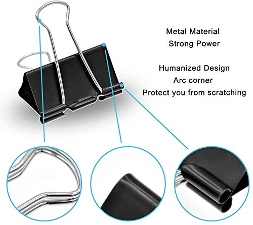 Xzyppci Large Binder Clips 1.6 Inch Big Paper Clamps Clips for Office Supplies, 24 Pcs
