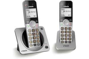 VTech 2 Handset DECT 6.0 Expandable Cordless Phone with Call Block, CS5219-2 (Silver & Black)