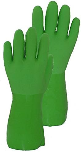 Wonder Gloves Seamless 100-Percent Cotton Liner Vinyl Glove, Large, Green
