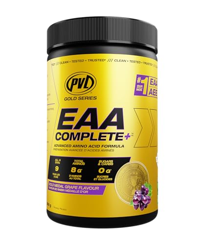 PVL EAA Complete+, L-Arginine, Keto Friendly, Gold Medal Grape, 369 g | 10 EAAs, 8 g amino acids, 5 g BCAAs and 0 g sugar per serving