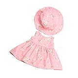 MonkeyJack 2pcs Fancy Clothes Outfit for 18inch American Girl My Life Zapf Baby Born Dolls Floral Dress Hat Set Pink