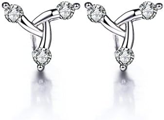 The November Nocturne Romantic Triangle Zircon Flower Silver Plated Fashion Stud Earring